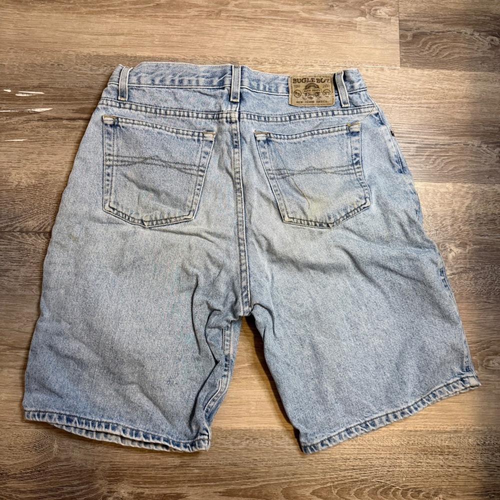 Vintage Bugle Boy Jeans 750 Denim Shorts Mens 32 Light Wash Distressed 90s Y2K
